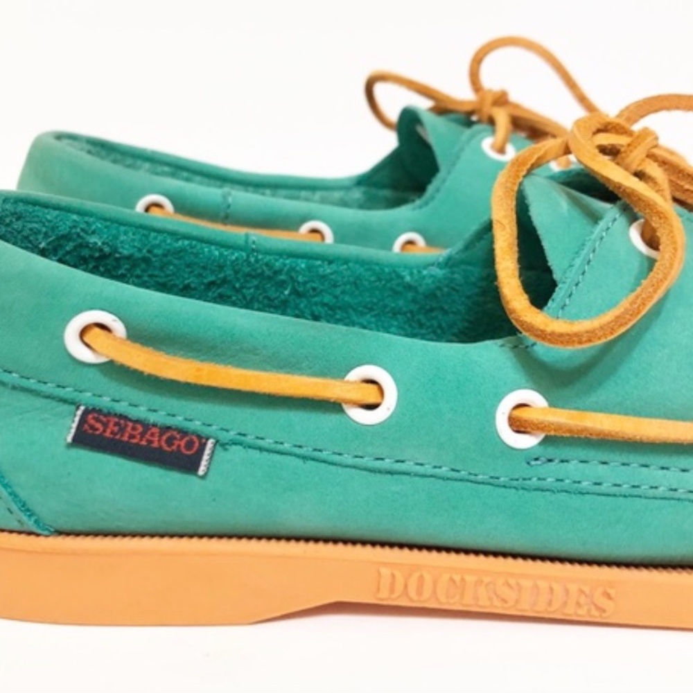Sebago Docksides Spinnaker Teal Orange Boat Shoes